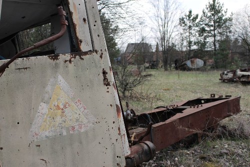 Abandoned vehicle inside Chernobyl exclusion zone 